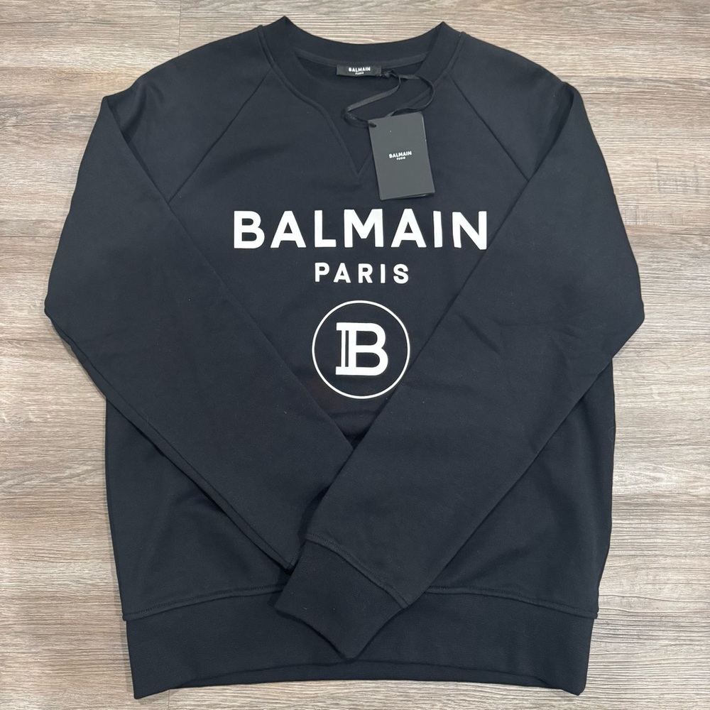 Balmain Logo Printed Pullover Sweatshirt Classic Black